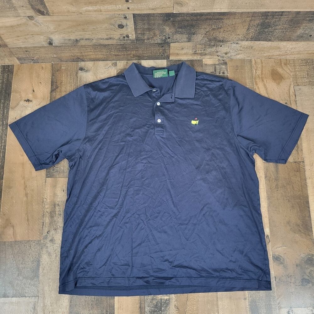 Amen Corner Mens XXL 2XL Navy Blue Golf Masters Polo Short Sleeve Stretch‎